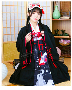 齐胸襦裙复古连衣裙汉服仙鹤防晒外套羽织浴衣暗黑汉