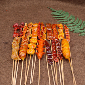 推荐仿真串串油炸串模型里脊串五花肉串炸鸡皮魔芋串串道具模型.