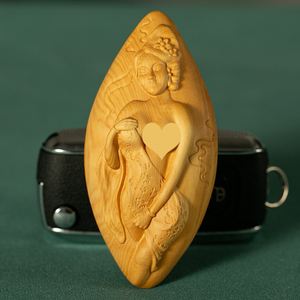 玉石美女手把件