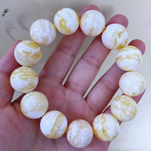 正雅琥珀 天然俄料瓷白蜜蜡手串骨瓷白白蜜108颗单圈白花20mm男士