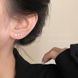 精致锆石排钻耳钉小众设计感高级耳排式耳环女2024新款爆款耳饰品