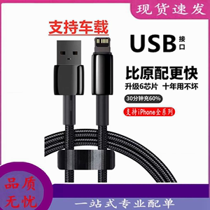适用于苹果x充电线USB插口数据线iPhone13/11/7/8/6手机快充 车充