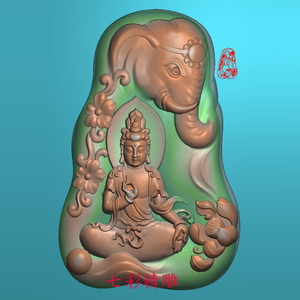 普贤菩萨精雕图jdp灰度图bmp浮雕图玉雕御象守护神佛禅坐观音9765