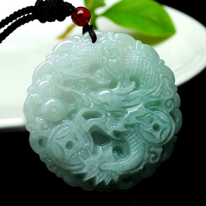 天然翡翠龙牌吊坠玉佩龙凤玉佩玉坠情侣玉佩挂件生肖龙玉带证书