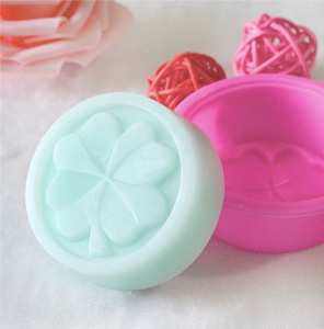 圆形单个小皂模四叶草手工皂模具DIY 蛋糕模具 幸运草硅胶模具