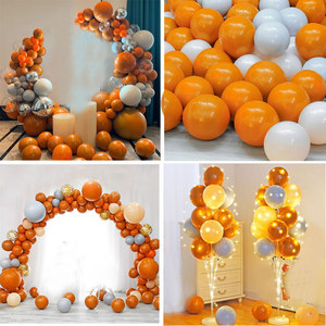 网红周年庆爱马仕橙色气球链拱门服装店开业气氛活动装饰场景布置