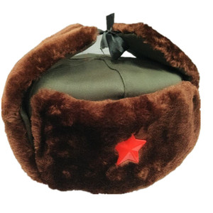 雷锋帽军帽军绿色毛绒复古东北棉帽男女舞台表演拍照小品道具帽子