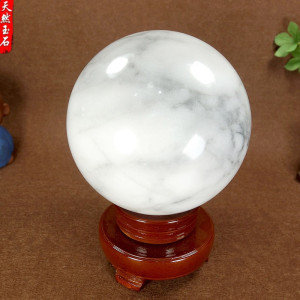 天然玉石云雾灰风水球摆件大圆石圆球客厅办公室玄关桌面玉球装饰