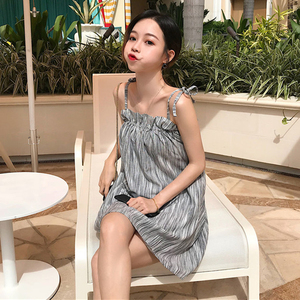 长腿小怪兽女装李洛洛店铺肩部系带吊带蝴蝶结连衣裙炫迈同款衣服