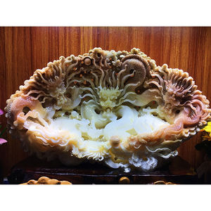 贝壳工艺品摆件贝壳雕刻摆件水透冰透观音佛像山水雕件纳福驱煞定