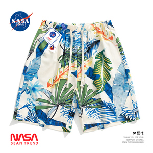 NASA联名夏季薄款潮牌沙滩短裤男宽松休闲百搭海边度假情侣五分裤