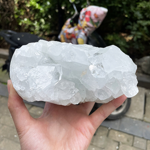 天然水晶钻石鱼眼石原石 矿物白晶体 摆件矿标印度共生橘色沸石