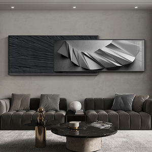 2024新款轻奢客厅装饰画黑白灰极简沙发背景墙挂画抽象高级感壁画