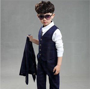 中大童小西服三件套6中大童7格子8男童西装英伦9套装12男孩子13岁