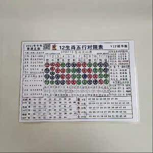 2021年十二生肖波色卡六合彩金木水火土五行对照表数字属性图新品