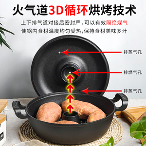 新品加厚铸铁红薯锅家用烤地瓜锅土豆玉米机生铁烤锅烤红薯神器烧
