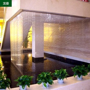 定制光纤拉线水幕帘喷泉水帘流水人工瀑布墙水系屏风室内装饰景观
