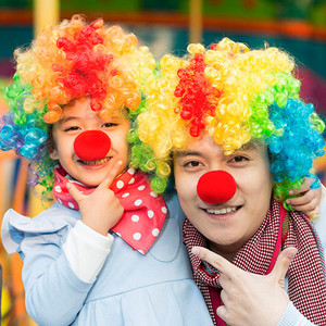 万圣节儿童表演道具小丑鼻子爆炸头假发愚人节搞笑大鼻头红色鼻子