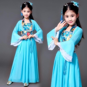 女童汉服儒裙超仙中大童r中童曲剧系腰带汉风拍照小孩单层宫女艺