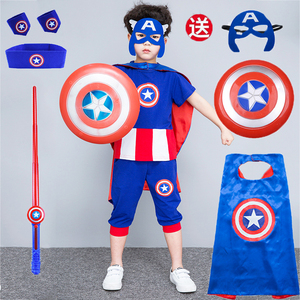 美国队长服装儿童钢铁侠衣服男童套装超人夏季六一童话人物走秀服