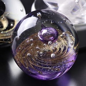 水晶球琉璃球玻璃球手工创意玻璃琉璃生日礼物送女友宇宙镇纸星空