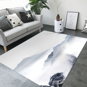水墨画地毯中国风山水新中式客厅沙发淡雅搭配木质家具地毯可定制