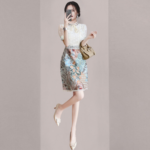 高级感法式小香风蕾丝连衣裙2024夏季新款女装名媛设计气质包臀裙