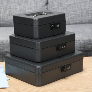 带锁密码收纳盒家用贵重物品上有锁的隐私储物箱小保险证件铁箱子