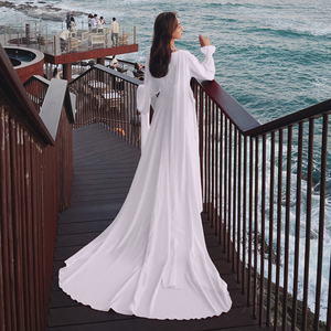 拖地长裙超长款三亚海边度假拍照沙滩裙夏白色仙女超仙大摆连衣裙