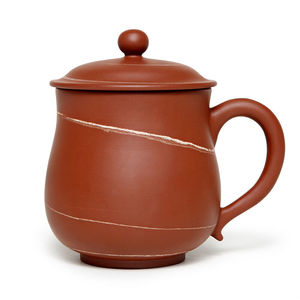 此时此刻重庆荣昌陶老板杯纯全手工非紫砂杯带盖功夫茶杯水杯绞泥