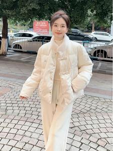 新中式女装国风唐装禅意白色加厚棉服棉袄夹棉外套女2023冬装新款
