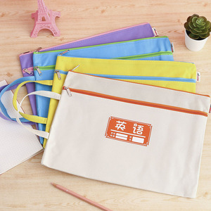 批发科目袋网纱拉链袋试卷袋透明文件袋双层帆布袋学生作业袋