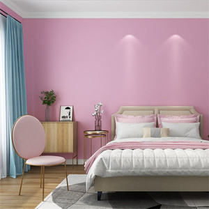 网红粉色墙纸北欧风浪漫紫色女生卧室公主房服装店ins无纺布壁纸