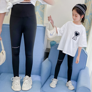 女童紧身打底裤2021年新款春夏儿童网红鲨鱼皮弹力裤子小女孩洋气