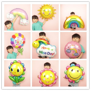 云朵太阳向日葵花朵气球 彩虹笑脸儿童生日装饰布置气球 毕业气球
