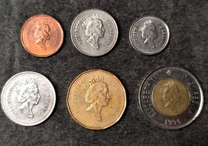 加拿大6枚高冠套币全套硬币1 25分2元白熊 潜鸭麋鹿双色美洲钱币