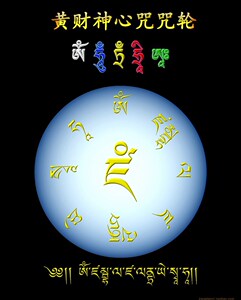 唐卡黄财神心咒咒轮招财符文财宝天王心咒挂画像结缘相纸双面塑封