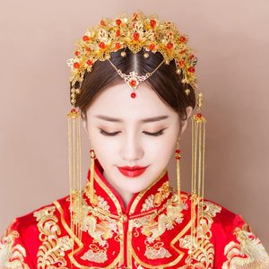 新娘?中式传统套装耳饰新款拍摄霞帔伴娘晚宴