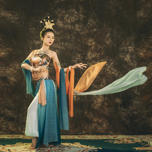 敦煌飞天异域风情汉服女仙写真古装民族古典舞蹈演出服装全套春夏