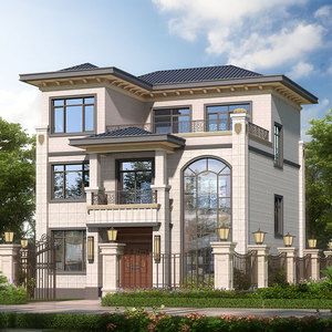 3128农村别墅设计图纸三层框架结构全套欧式风格小洋楼施工效果图