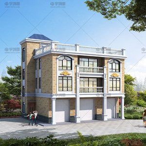 三层英式别墅设计图纸框架结构新农村自建房屋样图效果图【3053】