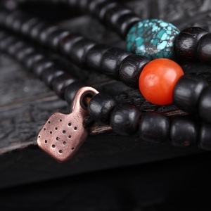 藏传手工制作雕刻紫铜天铁咒点吊坠佛珠手串挂件挂饰古朴配饰侧挂