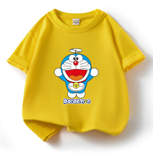 哆啦A梦卡通印花男女童夏季纯棉T恤叮当猫学生中小童休闲时尚上衣
