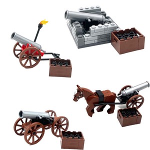 MOC小颗粒积木大炮武器场景火炮可发射兼容某高零件男孩拼装玩具