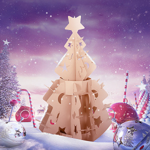 儿童纸箱圣诞树幼儿园舞台装饰diy手工制作立体纸板大树模型道具