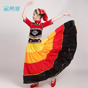 少数民族服装儿童女彝族演出服凉山夏季表演服火把节云南舞蹈衣服