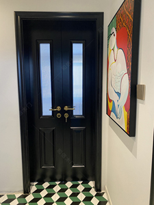 实木复合烤漆对开门/黑色长虹玻璃门/衣帽间套装门室内门厂家直销