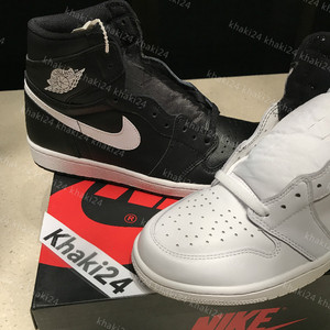 khaki24 air jordan 1 aj1 黑白 阴阳 元年og情侣乔1 555088-102