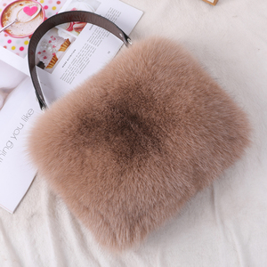 整皮狐狸毛包手提包斜挎包冬季韩版新款皮毛一体毛毛包皮草包女包