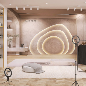 网红直播间背景墙壁纸高级感男装服装店主播带货创意延伸空间墙纸